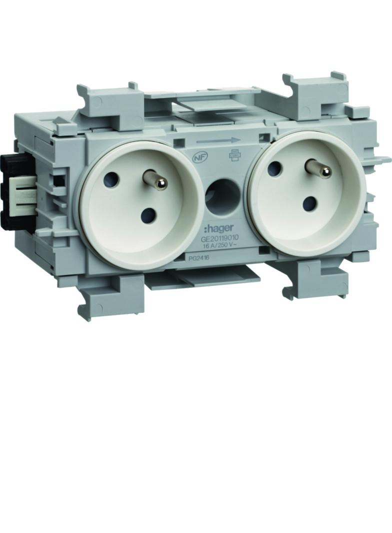 tehalit.WA Gniazdo kanałowe 2-krotne 2P+Z WAGO montaż krawędziowy biały