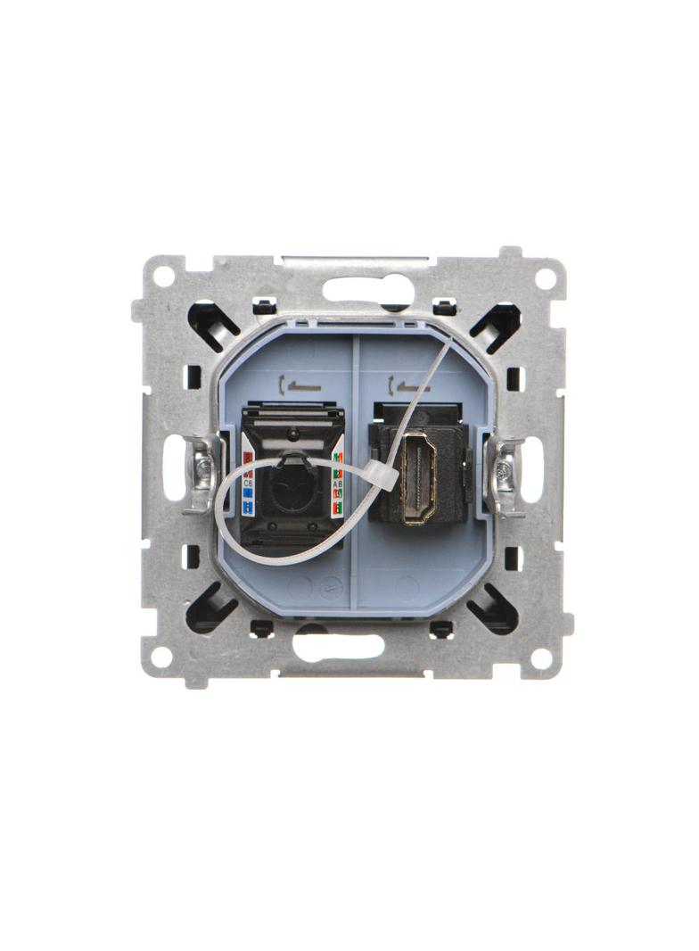 Simon 55 Gniazdo HDMI + RJ45 kat.6 Czarny mat TGHRJ45.01/149 KONTAKT