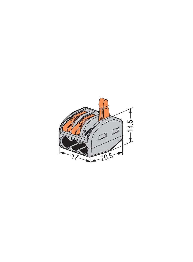 Szybkozłączka z dźwignią 3x 0,08‑4mm2 jasnoszary 222‑413 /50szt./ WAGO