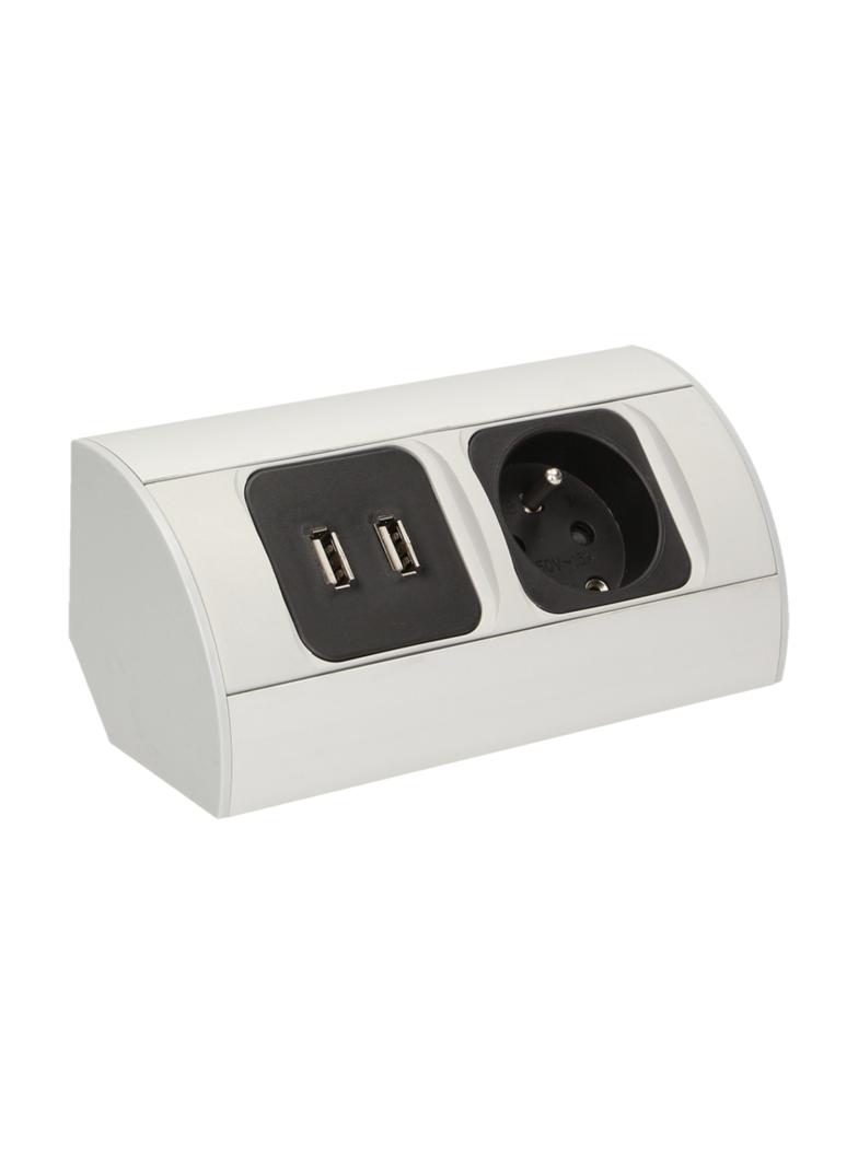 Gniazdo meblowe 1x2P+Z, 2xUSB (typ A, 2,1A) OR-AE-1310 ORNO