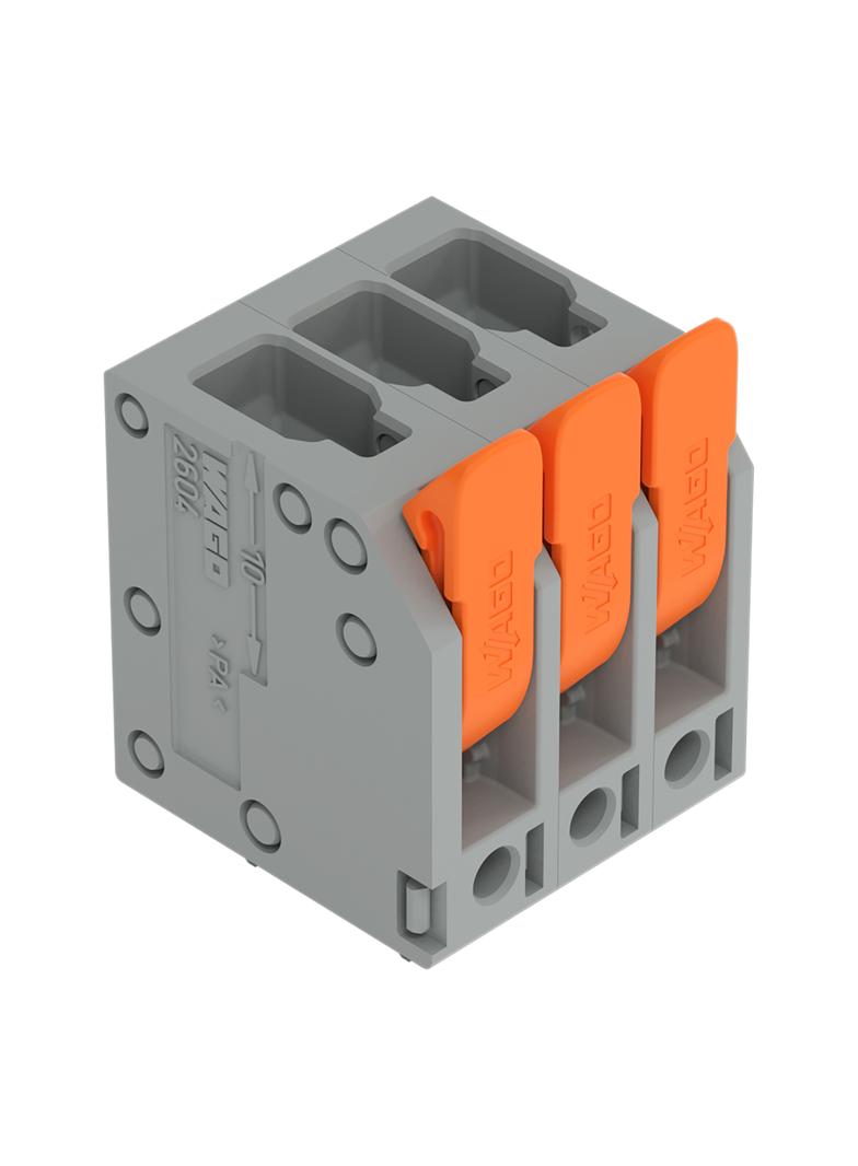 Złączka do płytek drukowanych dźwignia 4mm2 RM 5mm 3-bieg szara /120szt./ 2604-3103 WAGO