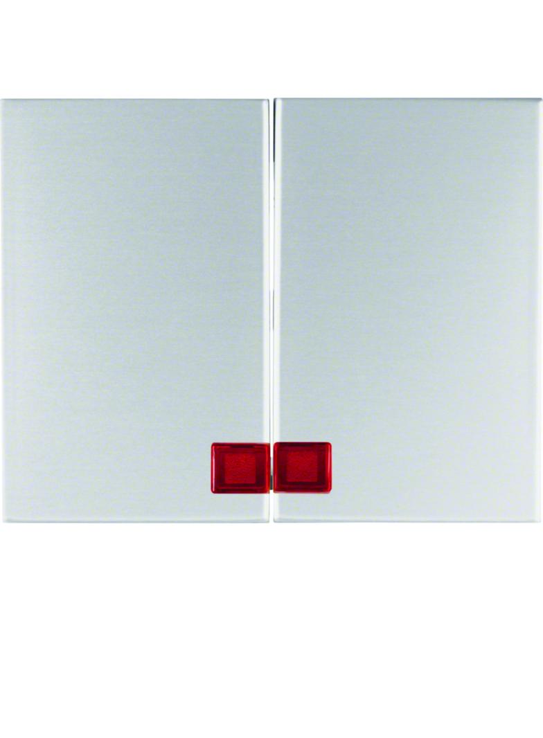 BERKER K.5 Klawisze z czerwoną soczewką do łącznika 2-klawiszowego aluminium 14377003 HAGER
