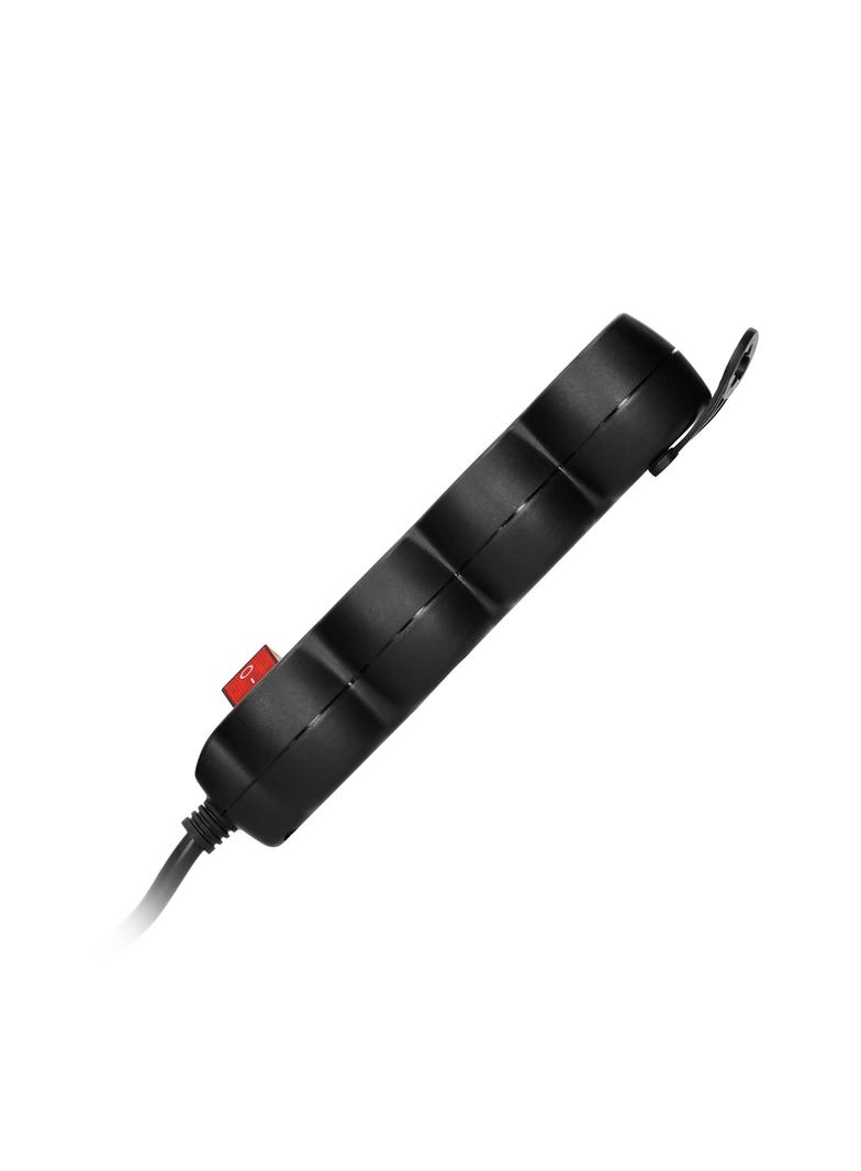 Przedłużacz 3-krotny z wyłącznikiem 1,5m H05VV-F 3x1,5mm2 Imax=16A płaska wtyczka czarny ES-5/B/1,5