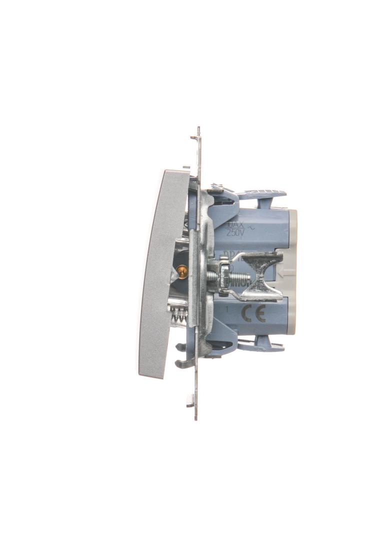 Simon 54 Przycisk pojedynczy zwierny z podświetleniem LED bez piktogramu 10A szybkozłączka srebrny m