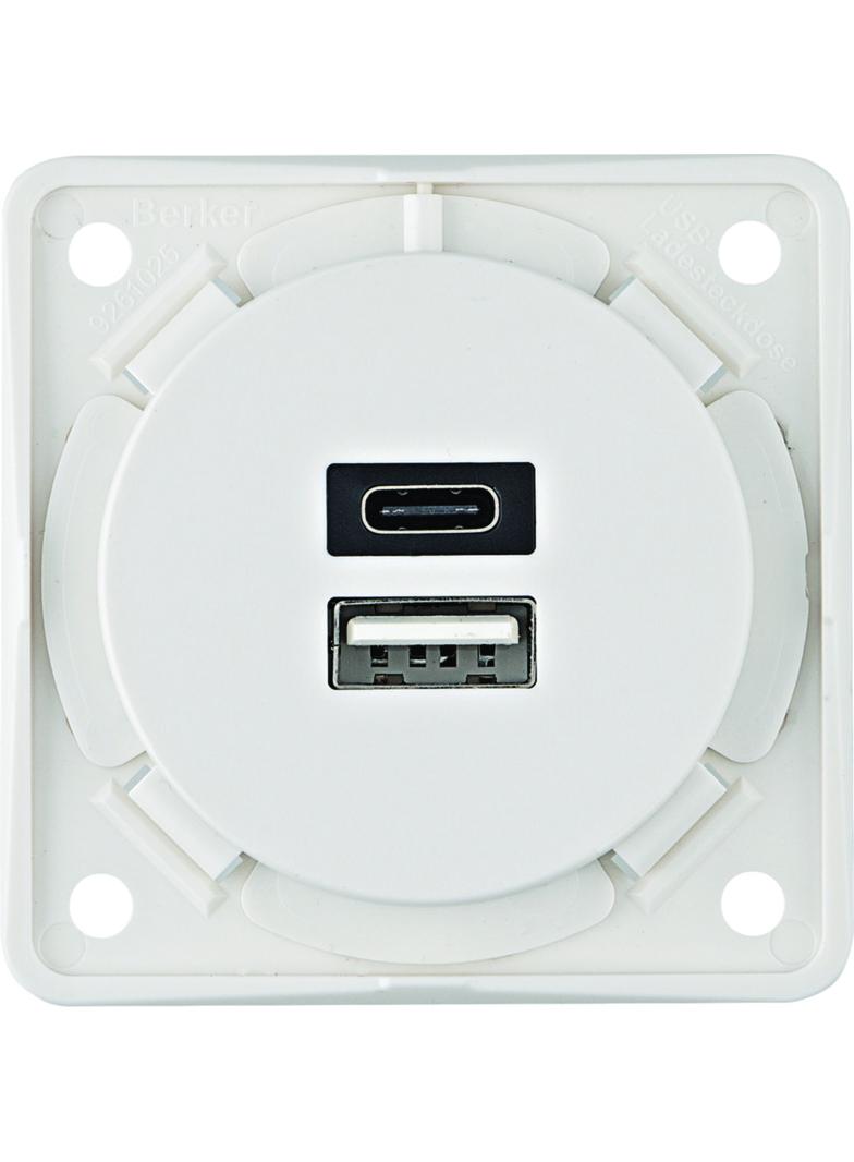 Integro Gniazdo USB ładowania podwójne A+C, 230V, 3.0 A; biały, mat