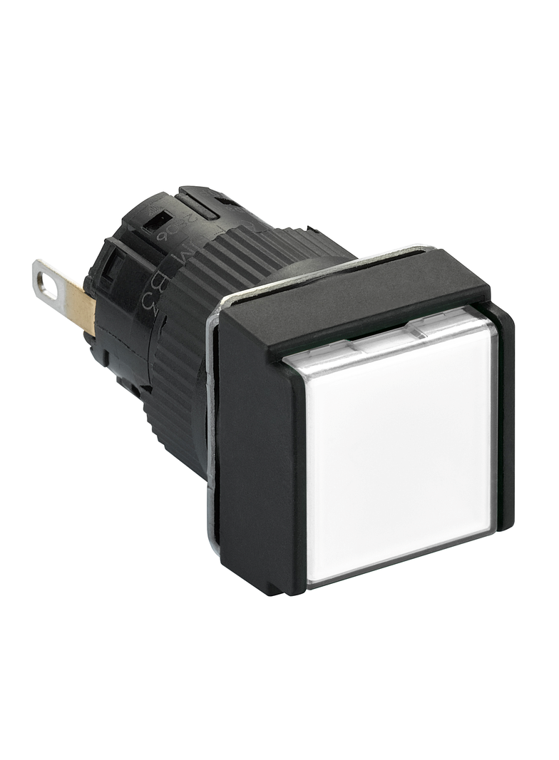 Harmony XB6 Kompletny wskaźnik świetlny Biały LED Kwadratowy 24V DC 16mm Plastikowy XB6ECV1BP Schneider