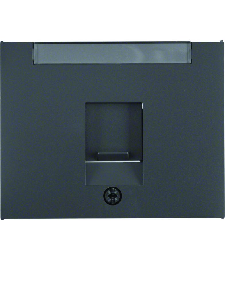 BERKER K.1 Płytka czołowa pojedyncza zasuwa chroniące przed kurzem pole opisowe antracyt mat lakiero