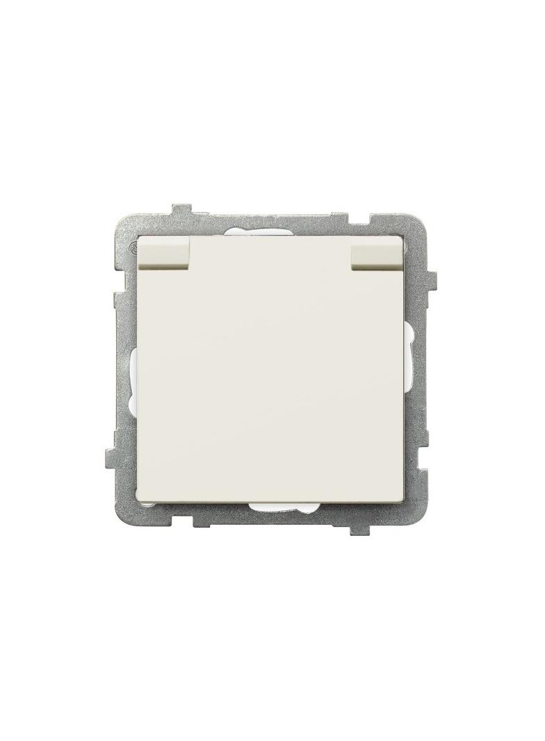 SONATA Gniazdo bryzgoszczelne z uziemieniem IP44 klapka w kolorze wyrobu kolor ecru GPH-1RZ/m/27/w OSPEL