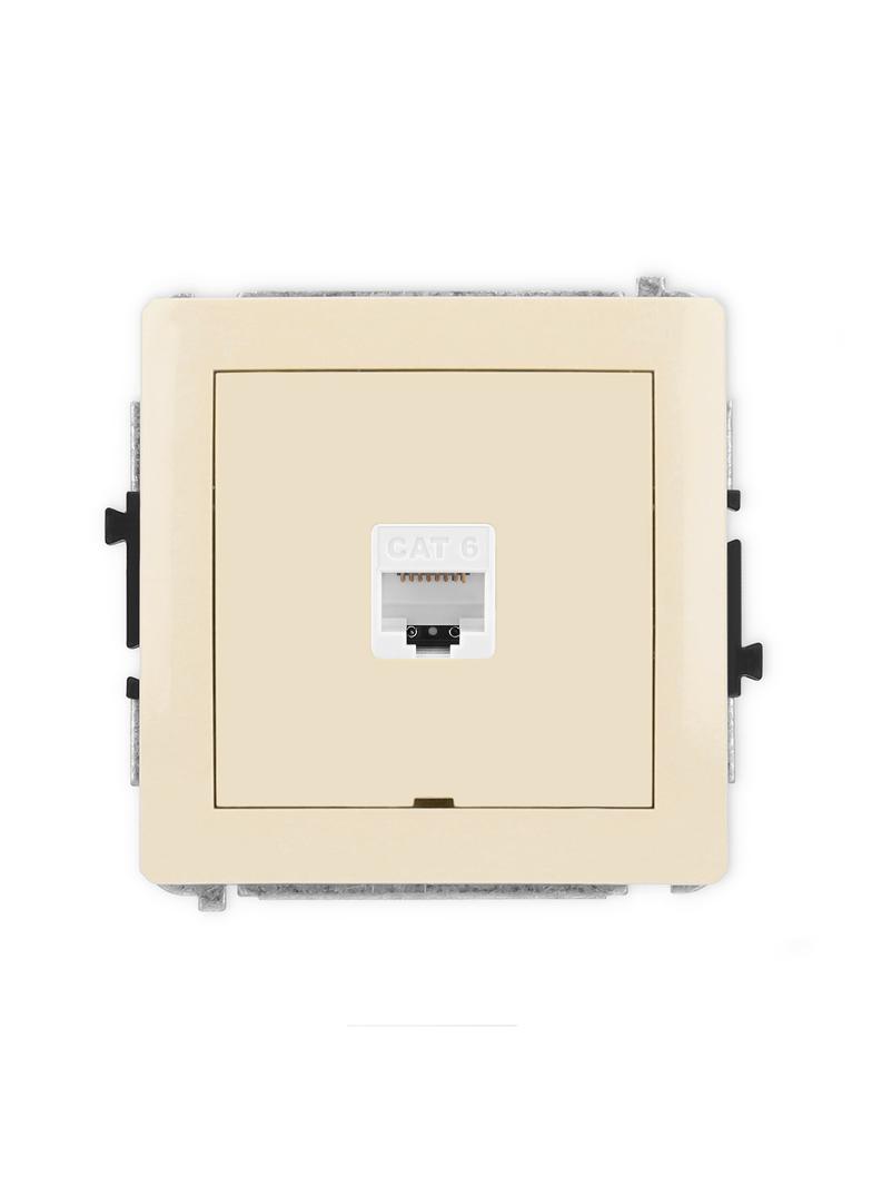 DECO Mechanizm gniazda komputerowego pojedynczego 1xRJ45, kat. 6, 8-stykowy, bez pola opisowego beżo