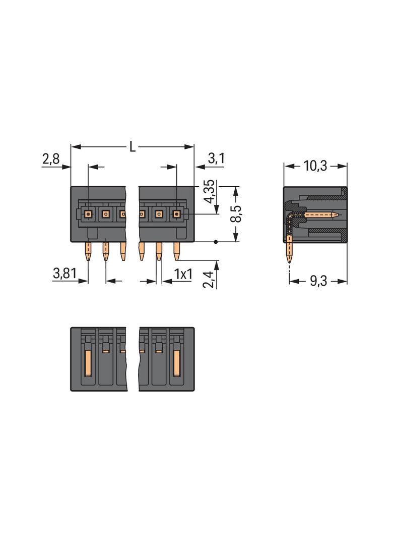 MCS-MINI Classic wtyk 3-bieg. czarny raster 3,81 mm /200szt./ WAGO