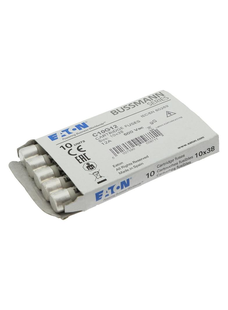 CYLINDRICAL FUSE 10 x 38 12A GG 500V AC Wkładka cylindryczna 10 x 38mm 12A GG 500V AC C10G12 EATON
