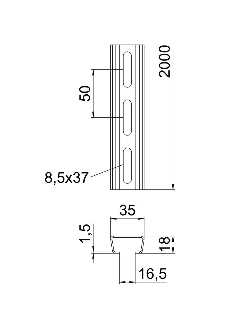 2068, LISTWA MONTAŻOWA 2068 OC 2M