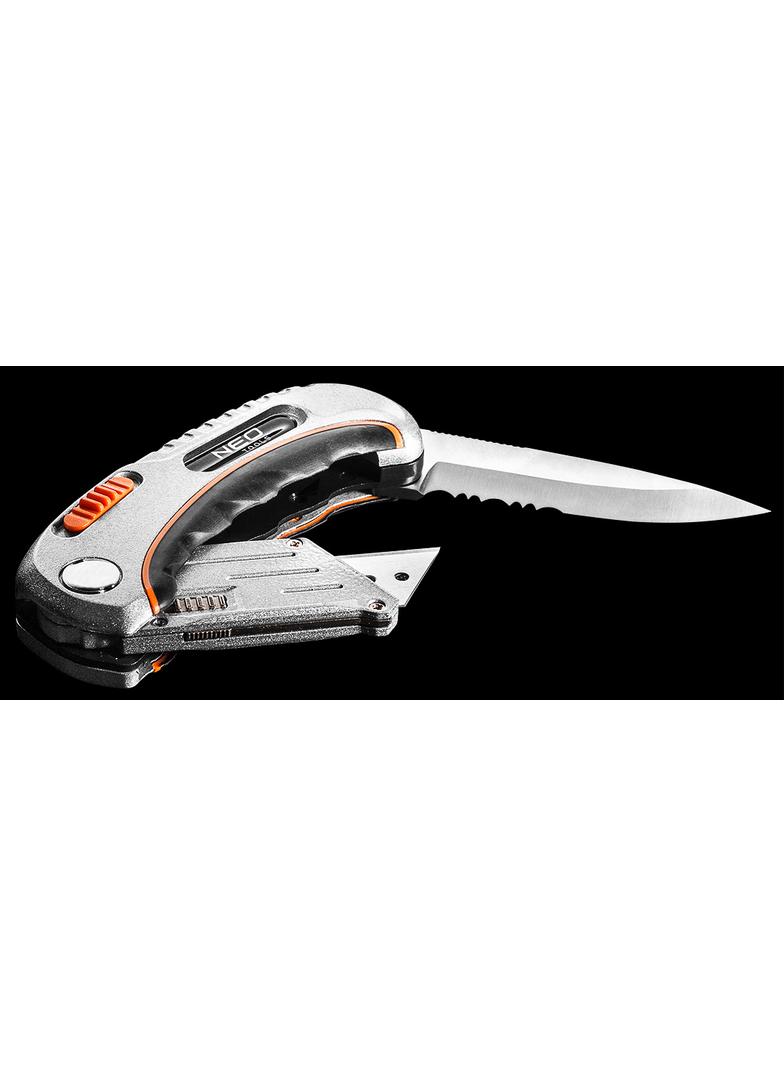 Nóż uniwersalny składany, ostrze trapezowe + nóż, nylonowe etui + 5 ostrzy Neo