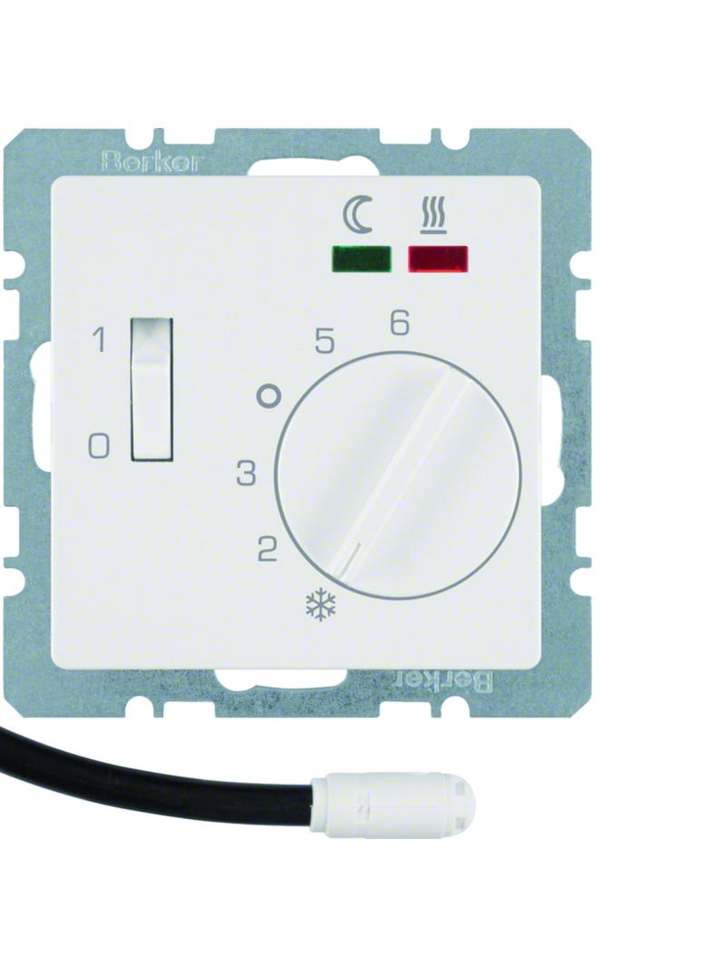 BERKER Q.x Regulator temperatury podłogi z stykiem zwiernym elementem centralnym LED biały aksamit 2