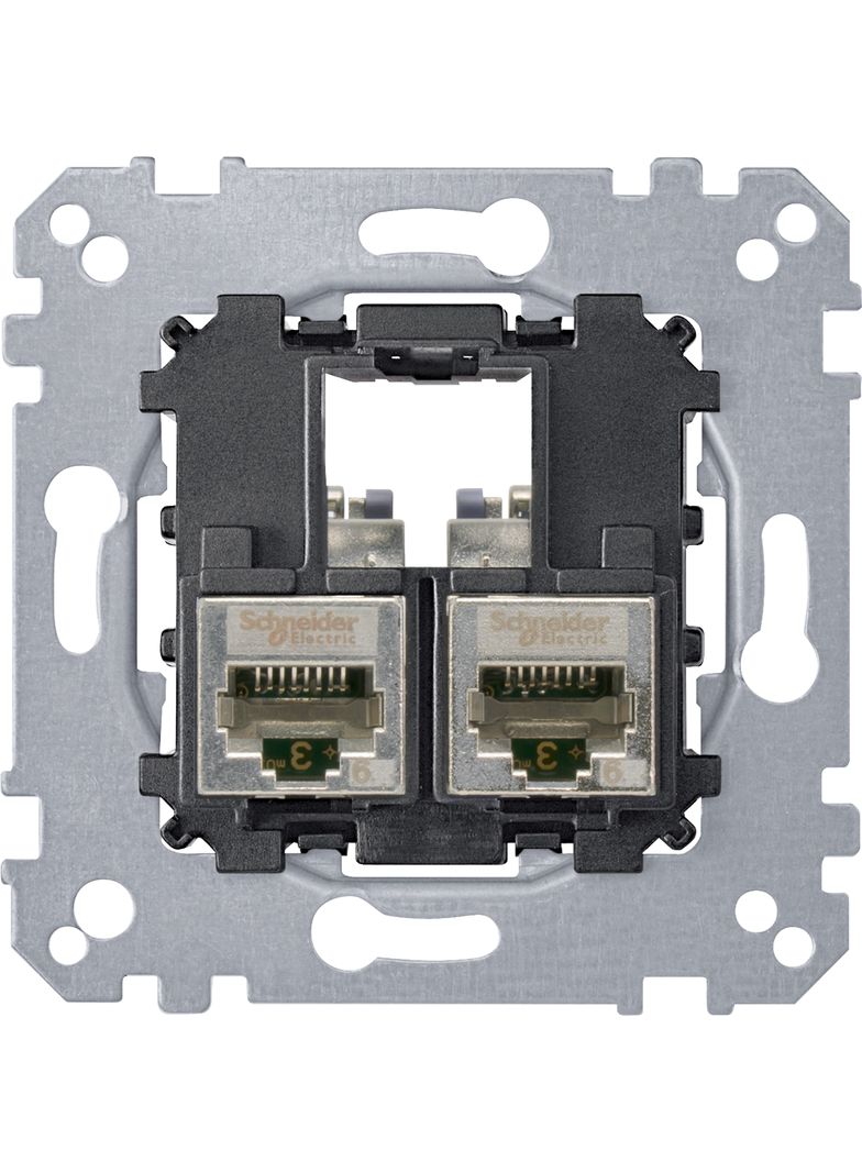 Merten - Mechanizm gniazda teleinformatycznego komputerowe 2xRJ45 kat 6a f/stp
