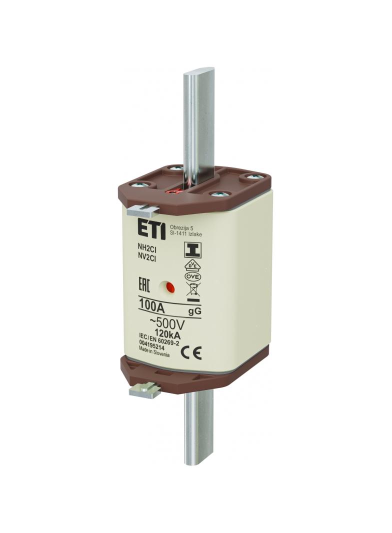 Wkładka topikowa NH zwłoczna KOMBI Zaczepy izolowane NH2C/I gG 100A 500V 004195214 ETI