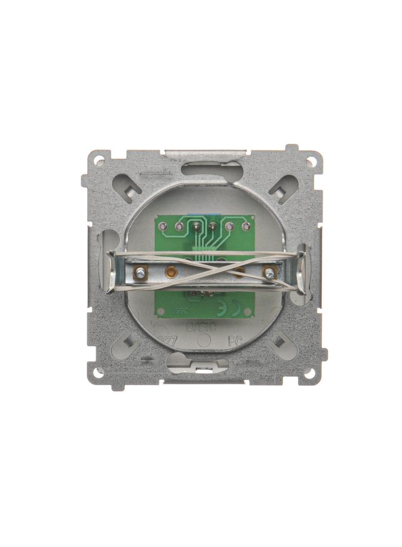 Simon Basic Gniazdo telefoniczne RJ11 uniwersalne pojedyncze Montaż na łapki lub wkręty stal inox