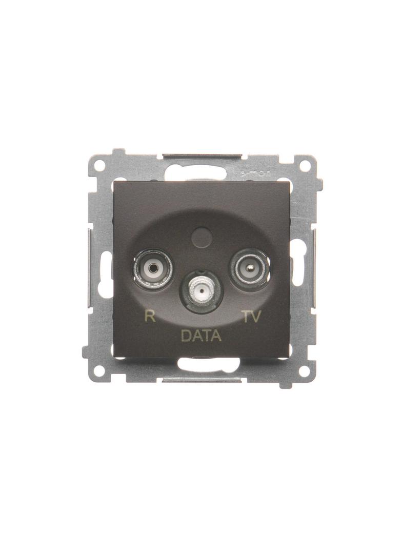 Simon 54 Gniazdo R-TV-DATA brąz mat