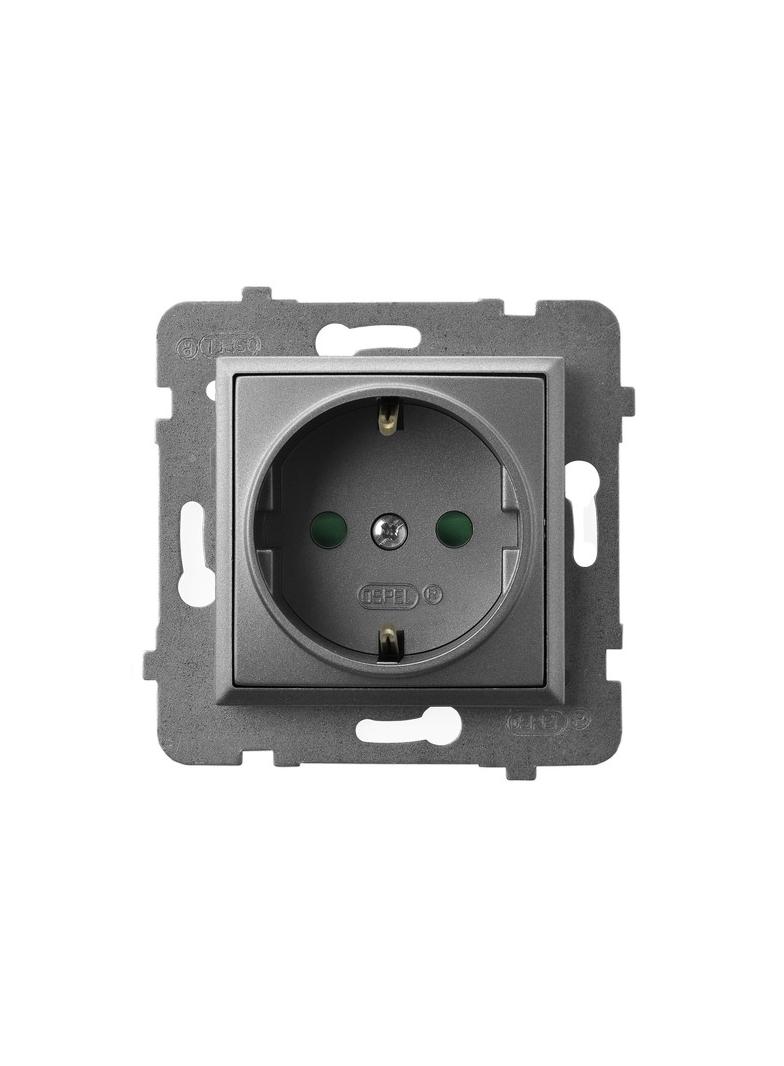 ARIA Gniazdo pojedyncze z uziemieniem schuko z przesłonami torów prądowych - kolor szary mat