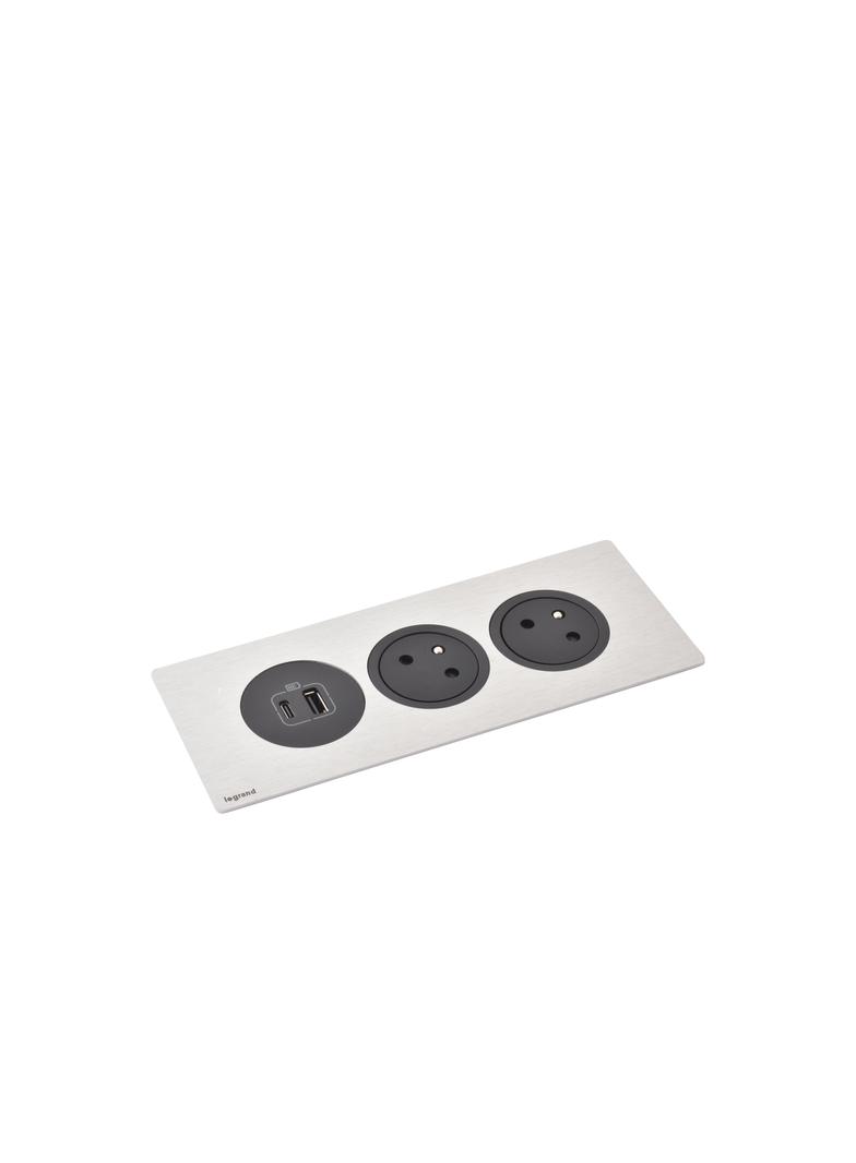 INCARA: DISQ'IN - 2X2P+Z / USB A+C - 2,0 M-CZARNY, Legrand
