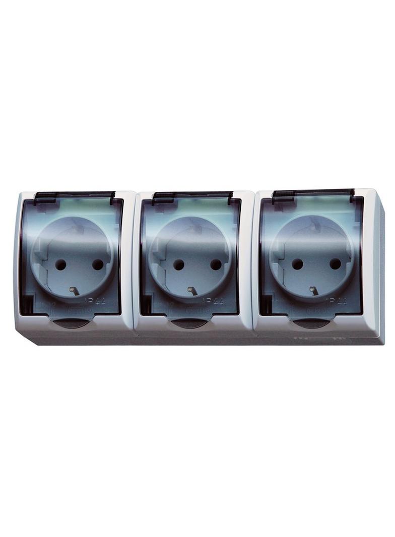FALA Gniazdo potrójne z uziemieniem schuko wieczko przezroczyste - kolor biały