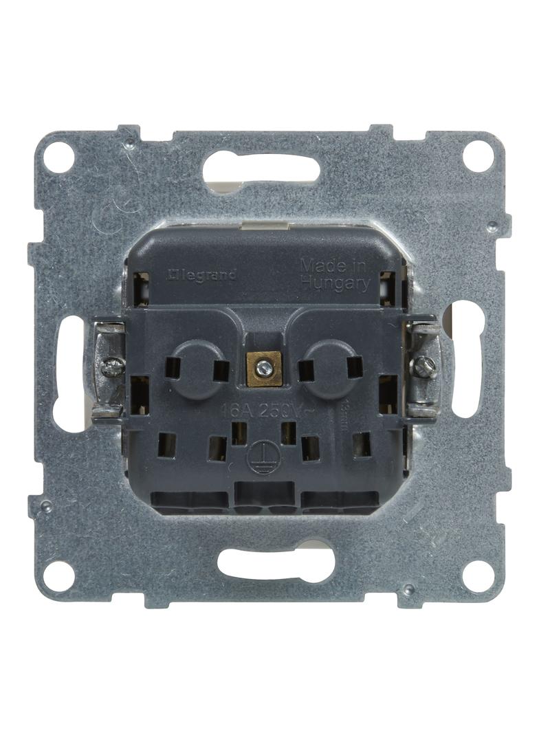 Suno Gniazdo Pojedyncze Z Uziemieniem Schuko 2P+Z 16A 250 V Z Przesłoną Zaciski Automatyczne Biały 721120 LEGRAND