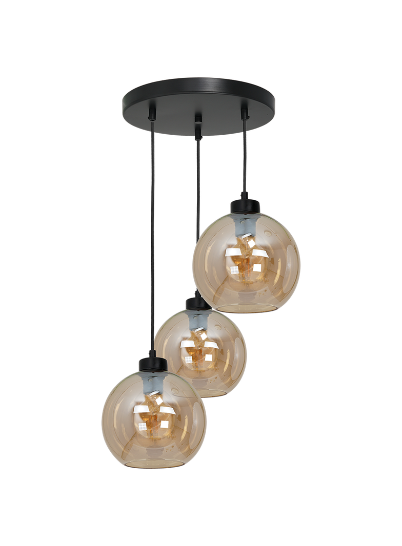 Milagro lampa wisząca Sofia Amber 3xE27 czarna MLP6584