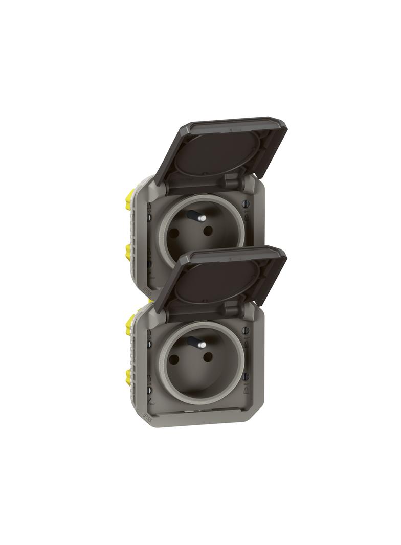 NOWE PLEXO - GNIAZDO 2X2P+Z PIONOWE MECHANIZM 16 A - 250 V~ ANTRACYT