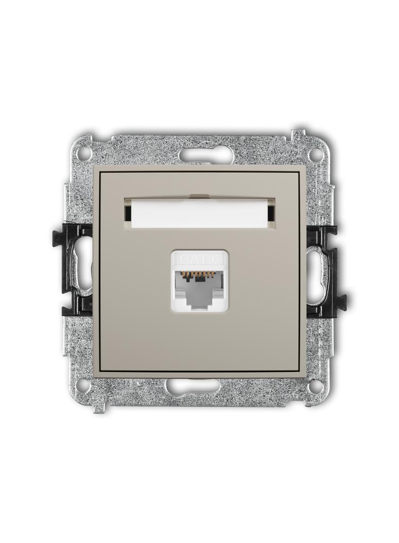 ICON Mechanizm gniazda komputerowego pojedynczego 1xRJ45, kat. 6, 8-stykowy taupe