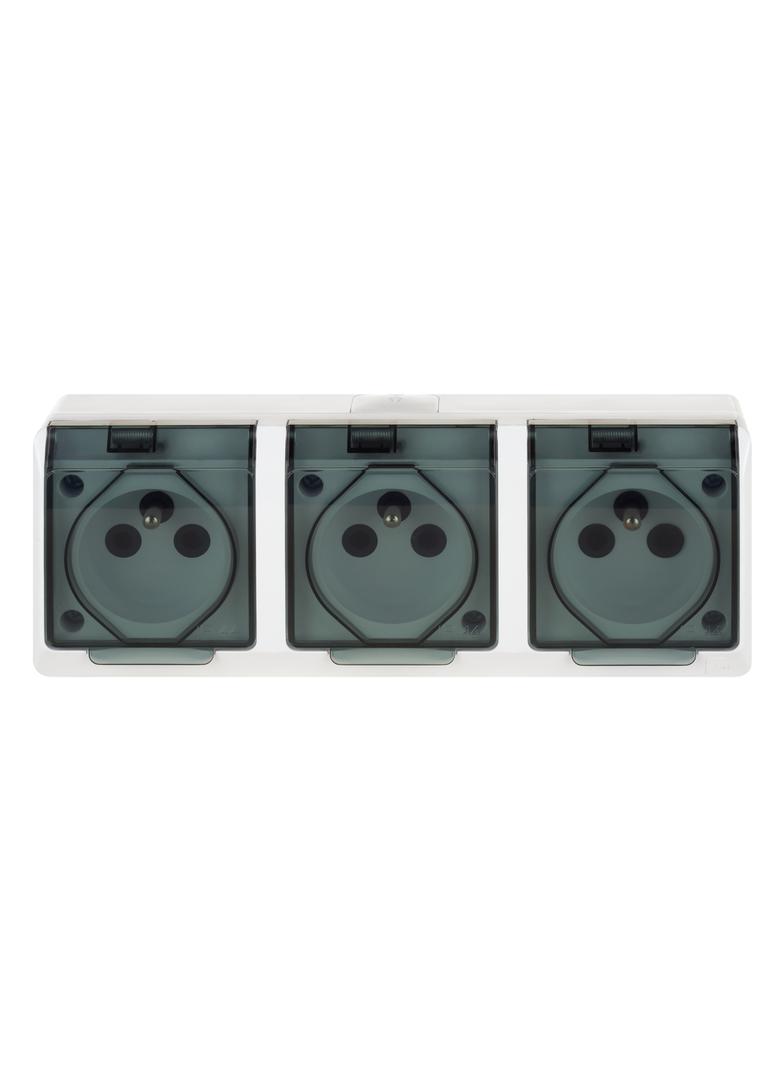 GNT HERMES 3x2P+Z IP44 biało-dymne