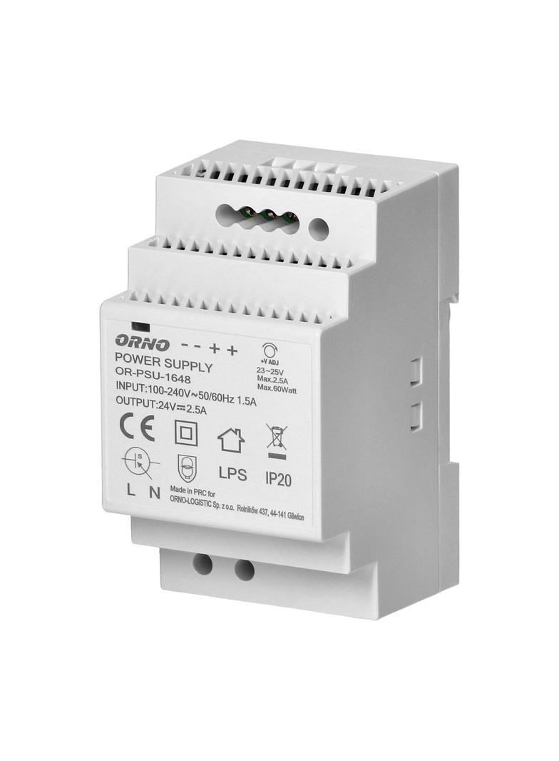 Zasilacz na szynę DIN 24VDC 2,5A 60W szerokość 3 moduły OR-PSU-1648 ORNO