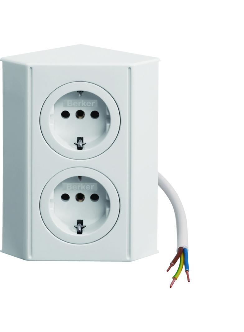 BERKER Twin-Box z 2 gniazdami SCHUKO biały połysk 194802 HAGER