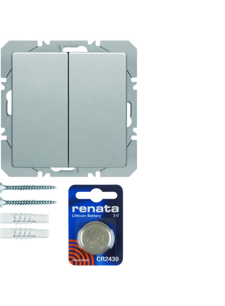 BERKER Q.x KNX RF quicklink przycisk radiowy podwójny płaski Berker.Net aluminium 85656224 HAGER