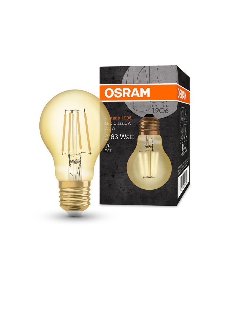 Lampa LED Vintage 1906 CL A Filament szkło przezroczyste GOLD 63 non-dim 7,5W 825 E27