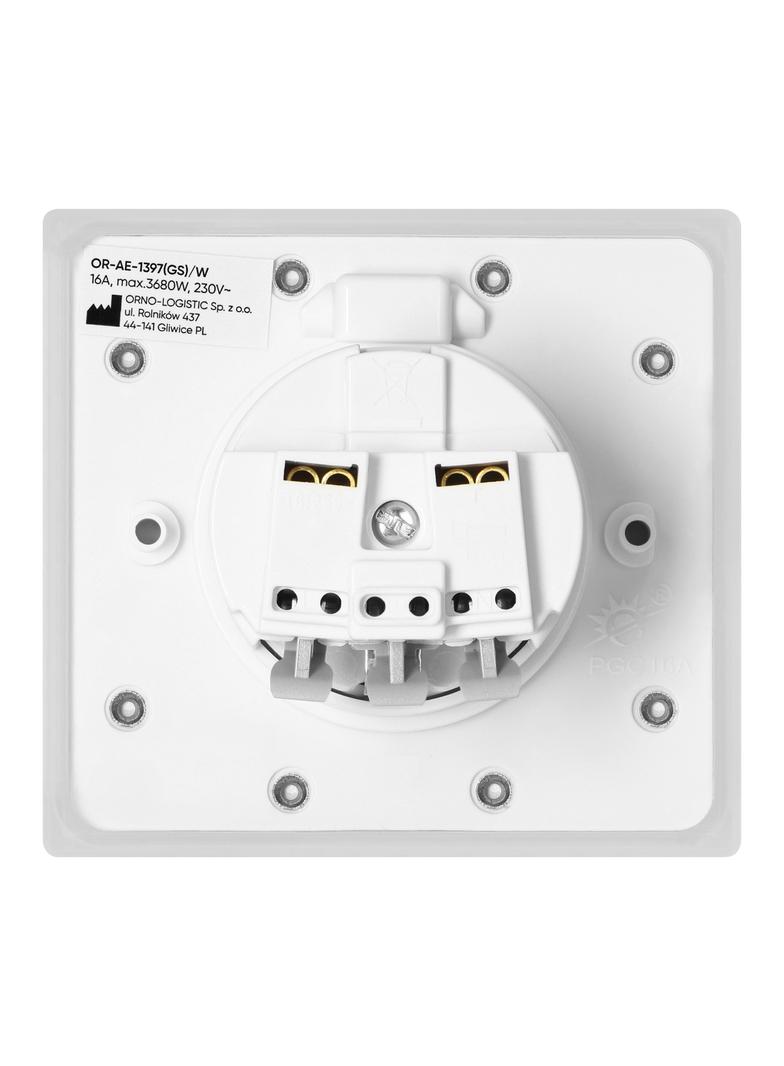 Hermetyczne gniazdo elektryczne, IP44, 1x2P+Z(Schuko), białe OR-AE-1397(GS)/W ORNO