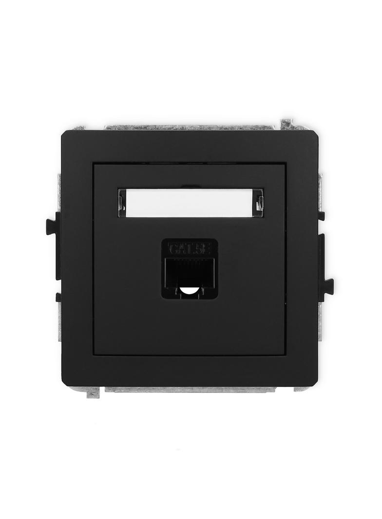 DECO Mechanizm gniazda komputerowego pojedynczego 1xRJ45, kat. 5e, 8-stykowy czarny mat