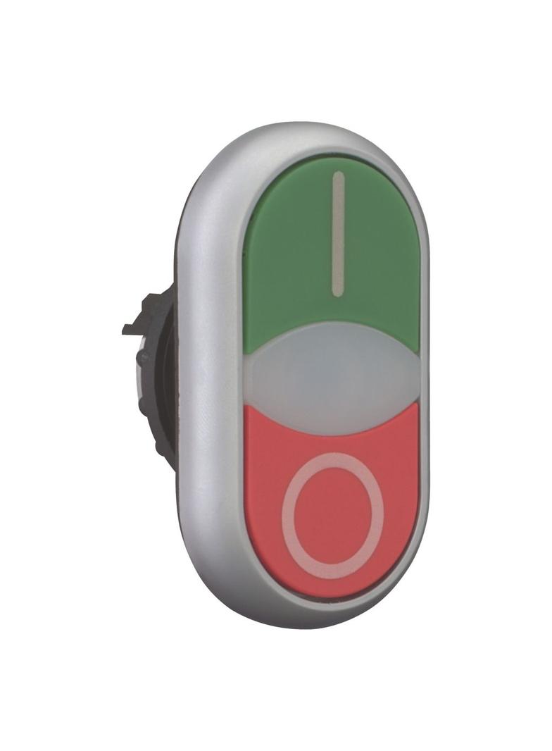 M22-DDLF-GR-X1/X0 Przycisk podwójny zielony/czerwony /O-I/ z samopowrotem i z możliwością podświetle