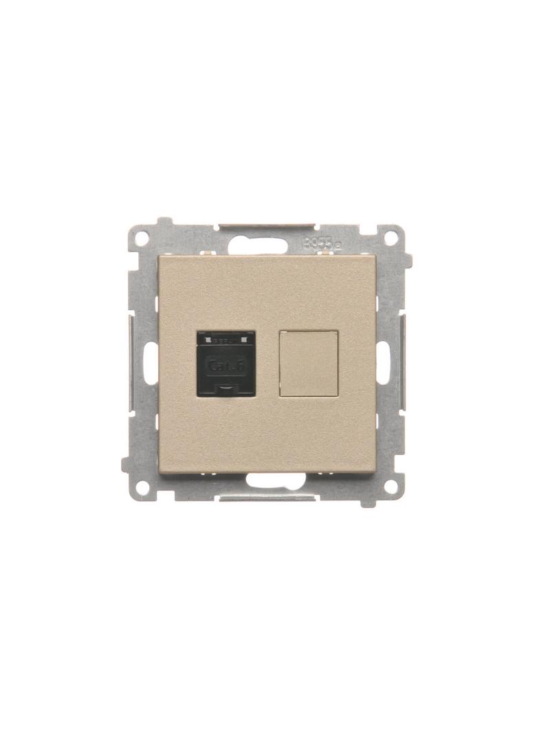 Simon 55 Gniazdo komputerowe pojedyncze RJ45 kategoria 6 z przesłoną przeciwkurzową Szampański mat