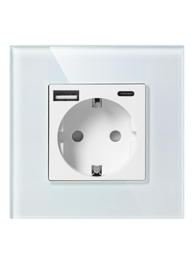 Gniazdo pojedyncze 2P+Z, Schuko, USB-A + USB-C, wyjście 5VDC max. 3A, biały OR-AE-13308(GS)/W ORNO
