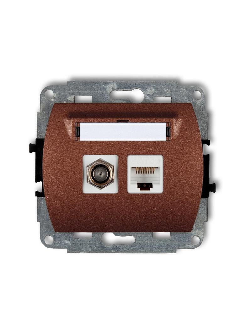 TREND Mechanizm gniazda antenowego poj. typu F (SAT) + gniazda komp. poj. 1xRJ45, kat. 5e, 8-stykowy