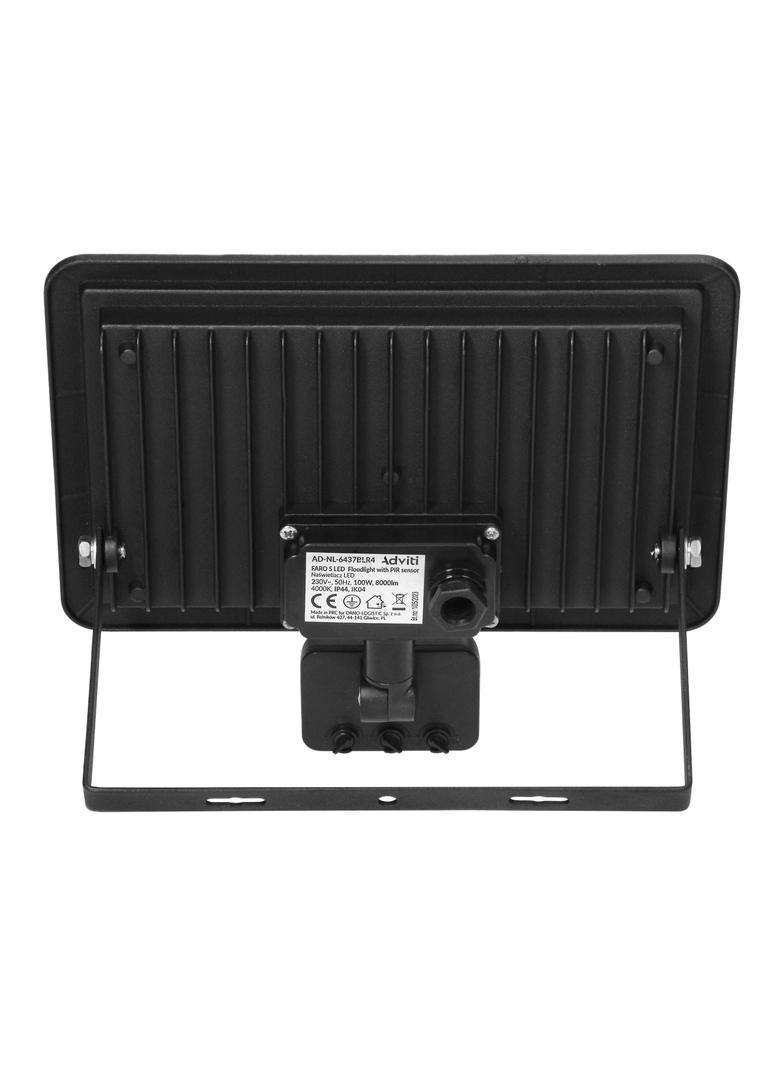 FARO S LED 100W naświetlacz z PIR 8000lm, IP44, 4000K, aluminium + szkło AD-NL-6437BLR4 ORNO