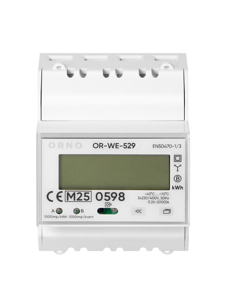 3-fazowy licznik energii elektrycznej, 100A, port RS-485, MID, 4 moduły, DIN TH-35mm, PV-Ready OR-WE-529 ORNO