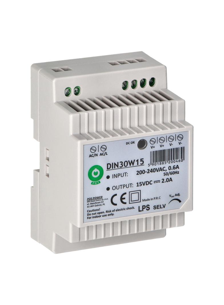 Zasilacz na szynę DIN, 15VDC, 2.0A