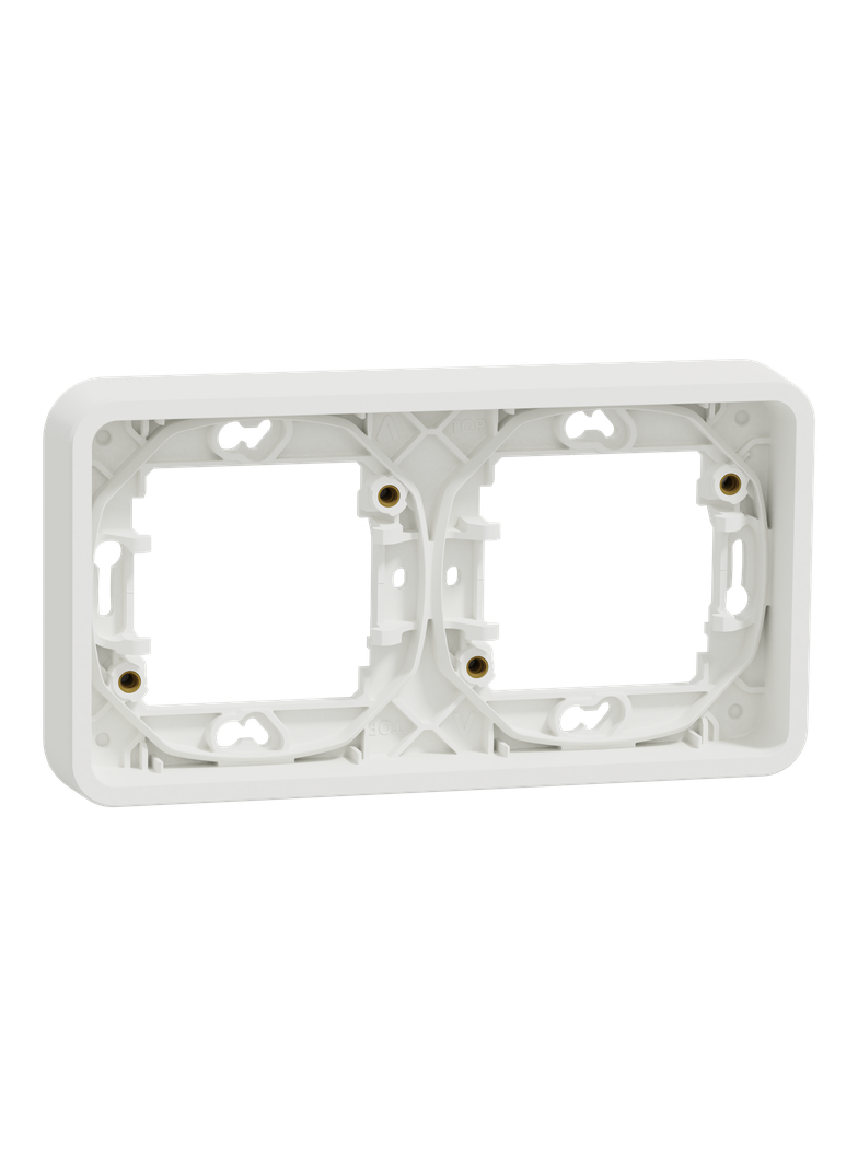 Mureva, podstawa podtynkowa podwójna pozioma, biała