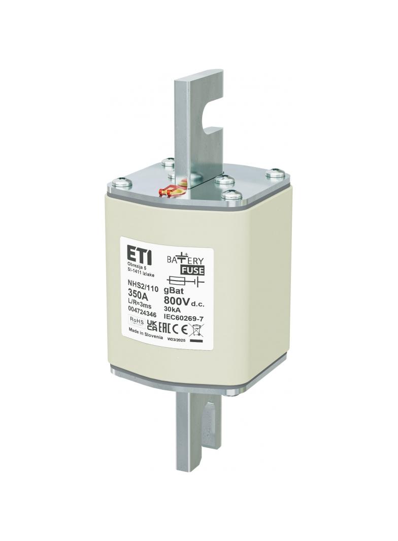 Wkładka topikowa NH do ochrony akumulatorów, magazynów energii DC NHS2/110 gBat 350A 800V DC 004724346 ETI