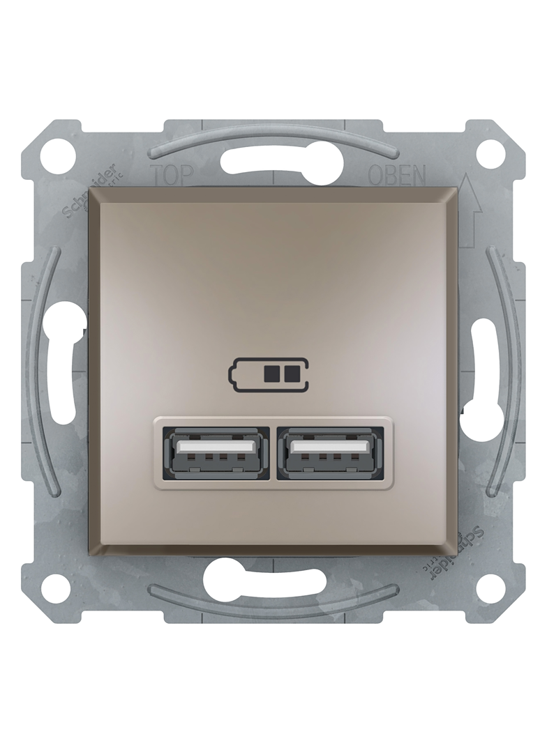 Asfora, gniazdo ładowarki USB 2.1A, bez ramki, brąz