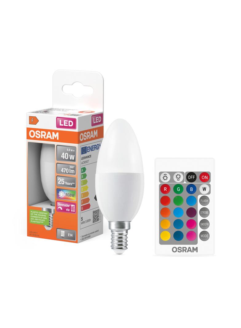 Lampa LED STAR+ CL B RGBWFR 40 dimmable via remote control 4,9W 827 E14