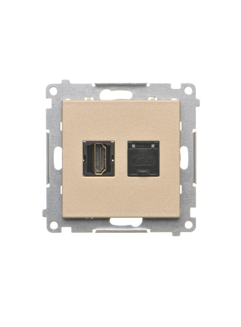Simon 55 Gniazdo HDMI + RJ45 kat.6 Szampański mat TGHRJ45.01/144 KONTAKT