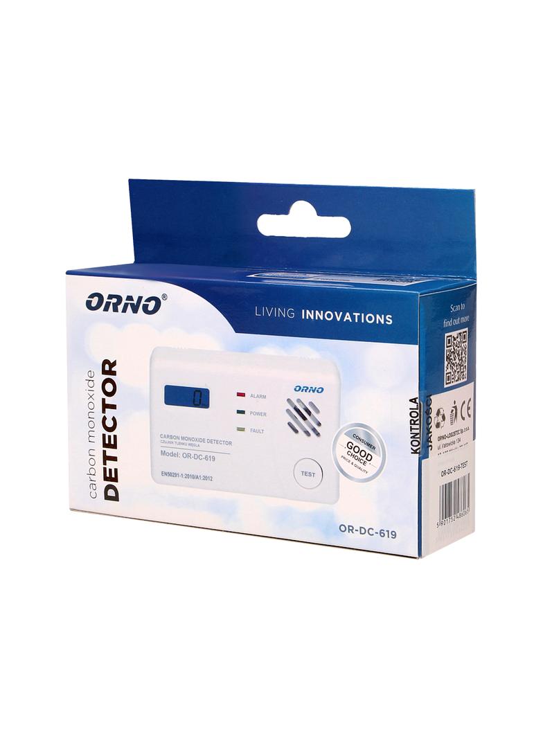 Bateryjny czujnik tlenku węgla (czadu) z wyświetlaczem prostokątny 3xAA OR-DC-619 ORNO