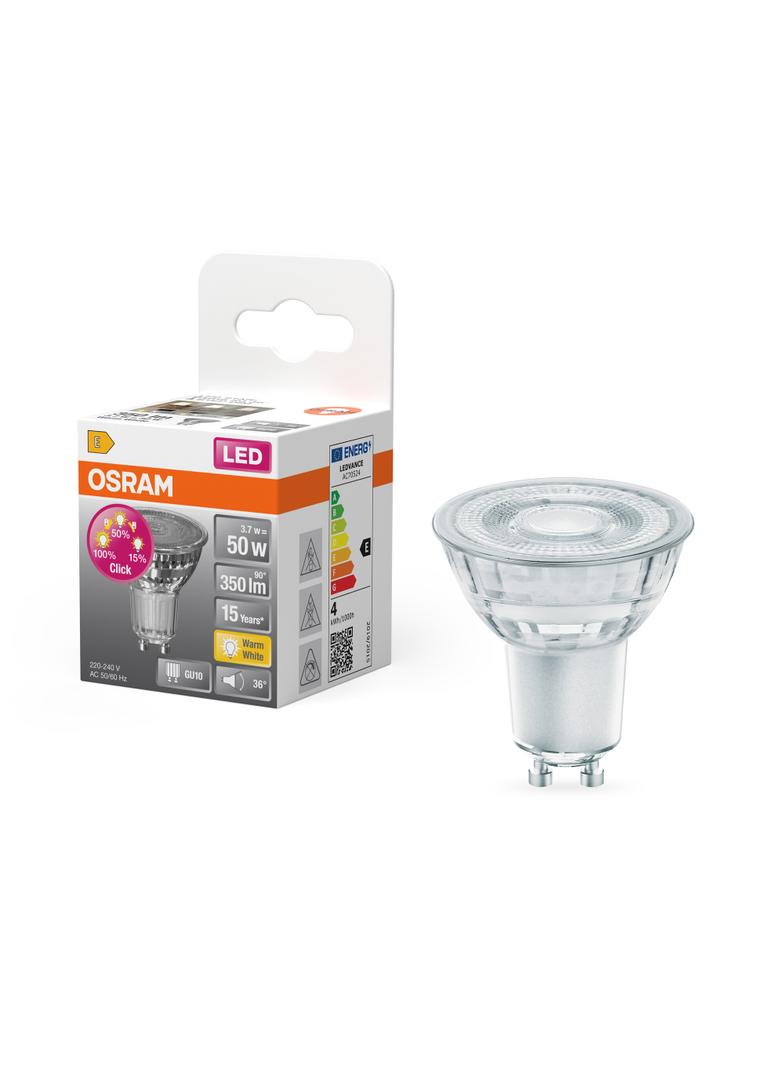 Lampa LED STAR+ non-dim Spot PAR16 Glass 50 3,7W/827 GU10